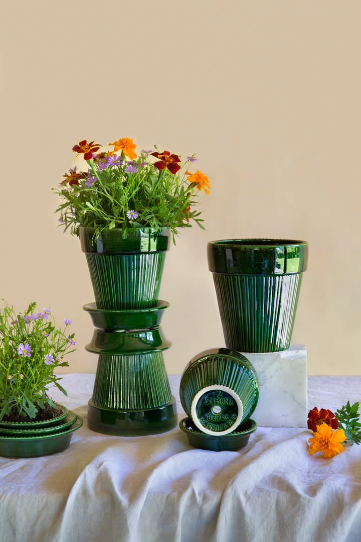 Simona flower pot glazed Ø12 cm - Green - Bergs Potter