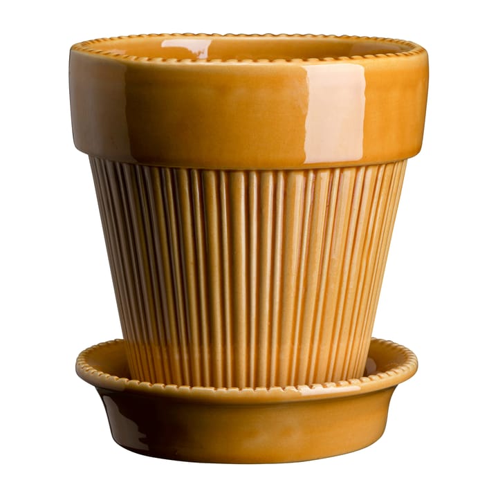 Simona flower pot glazed Ø12 cm - Yellow - Bergs Potter