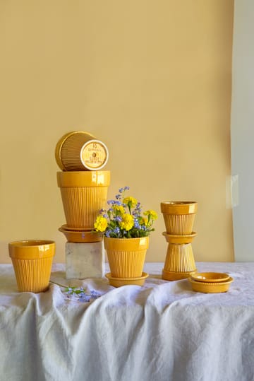 Simona flower pot glazed Ø12 cm - Yellow - Bergs Potter