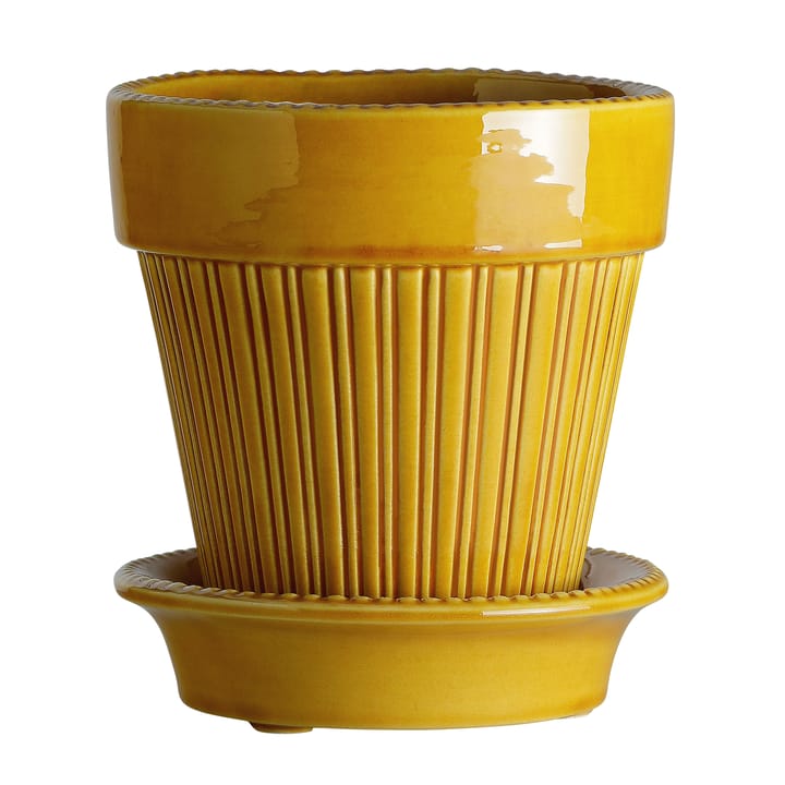 Simona flower pot glazed Ø14 cm - Yellow - Bergs Potter