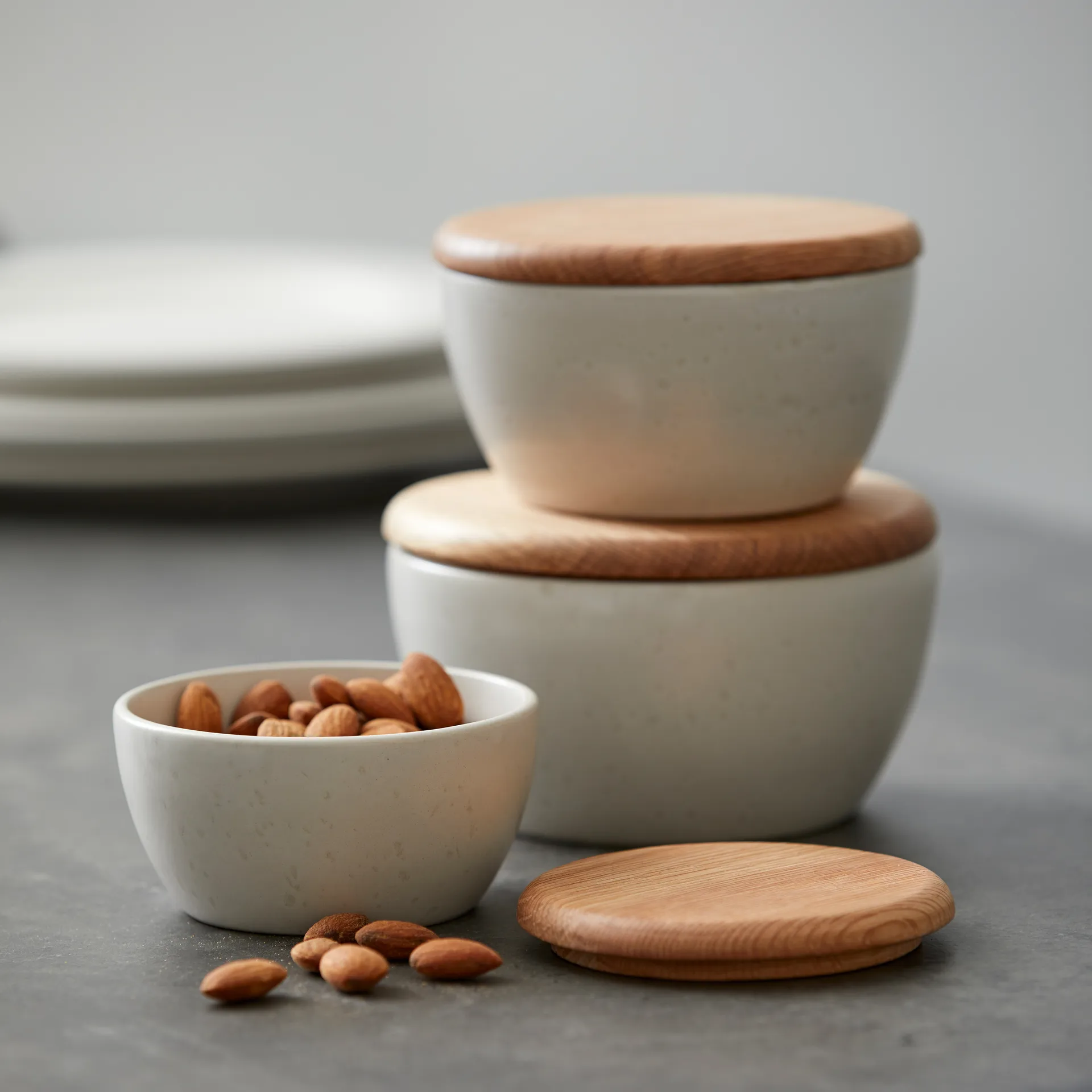 Bitz bowl set 3-pack with matte lid, matte off white Bitz
