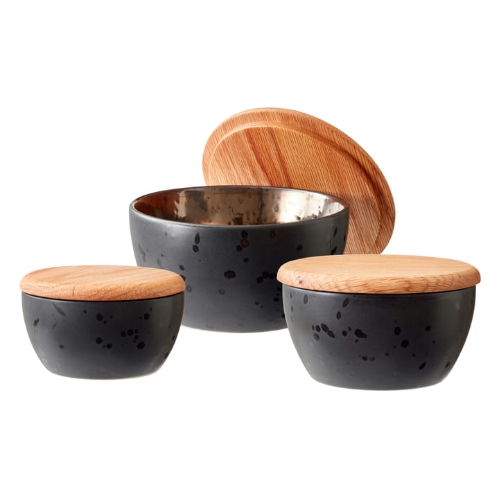Bitz bowl set with lid - Black-bronze - Bitz