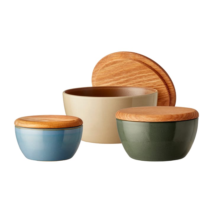 Bitz bowl set with lid - Multi-wood - Bitz