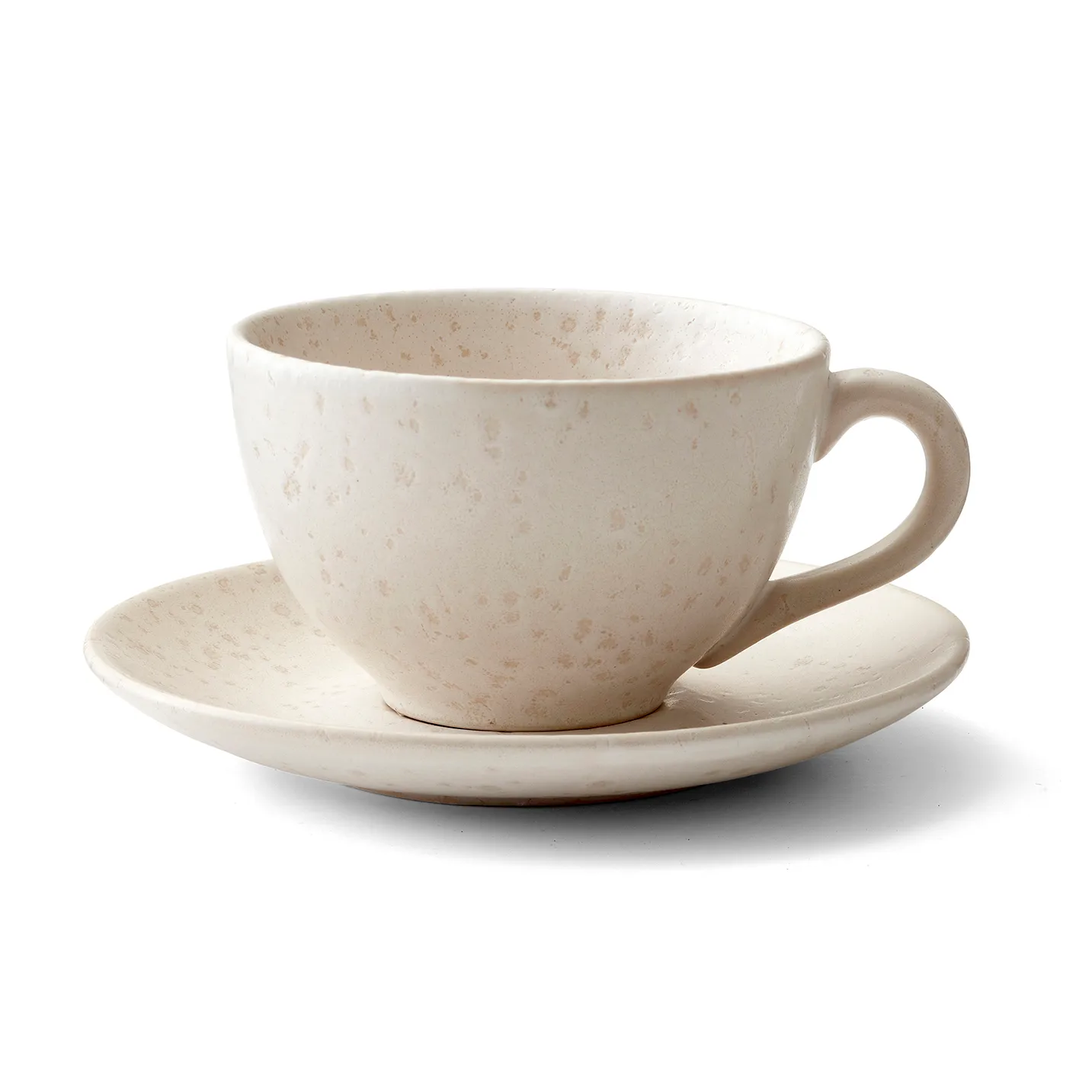 Bitz cup with saucer 24 cl matte, matte cream white Bitz
