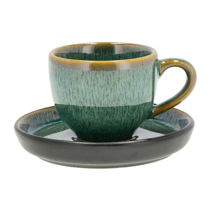 Bitz espresso cup with saucer 7 cl - Green-black - Bitz