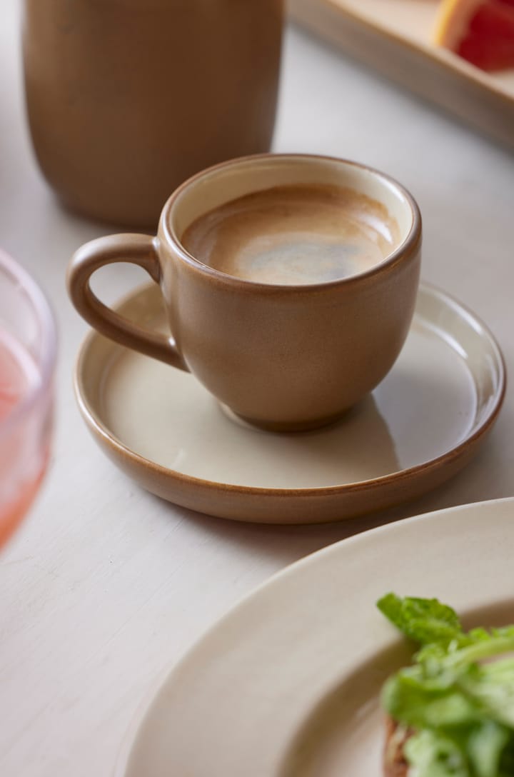 Bitz espresso cup with saucer 7 cl matt - Wood-sand - Bitz