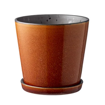Bitz flower pot with saucer Ø14 cm - amber-black - Bitz