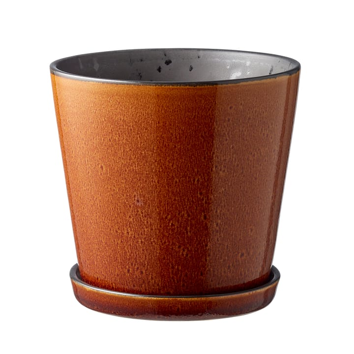 Bitz flower pot with saucer Ø14 cm, amber-black Bitz