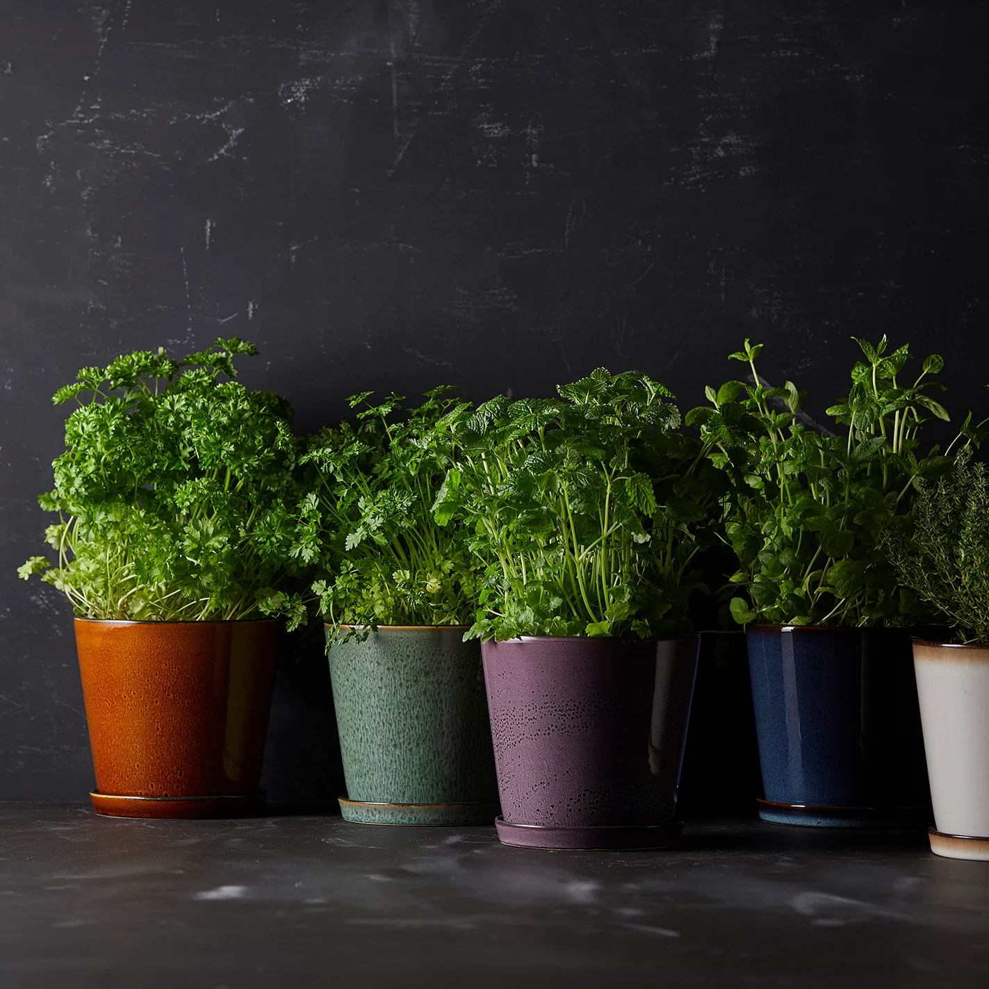 Bitz flower pot with saucer Ø14 cm, amber-black Bitz