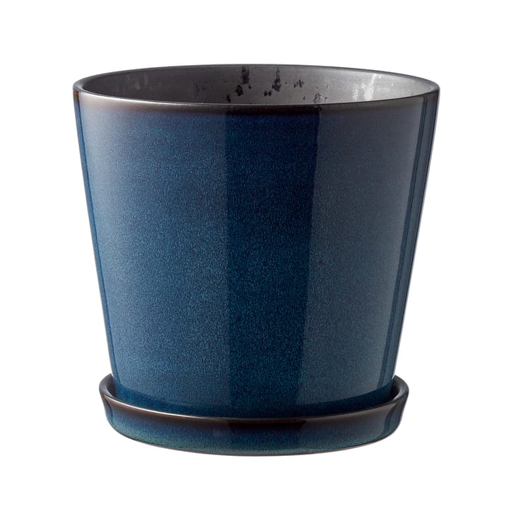 Bitz flower pot with saucer Ø14 cm - dark blue-black - Bitz