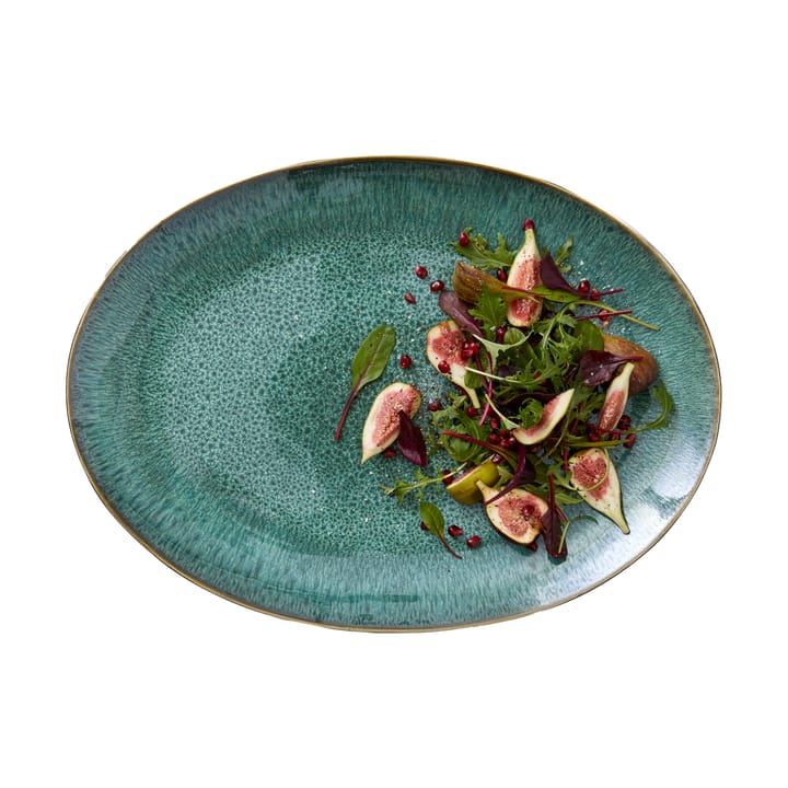 Bitz oval saucer 45x34 cm, Black-green Bitz