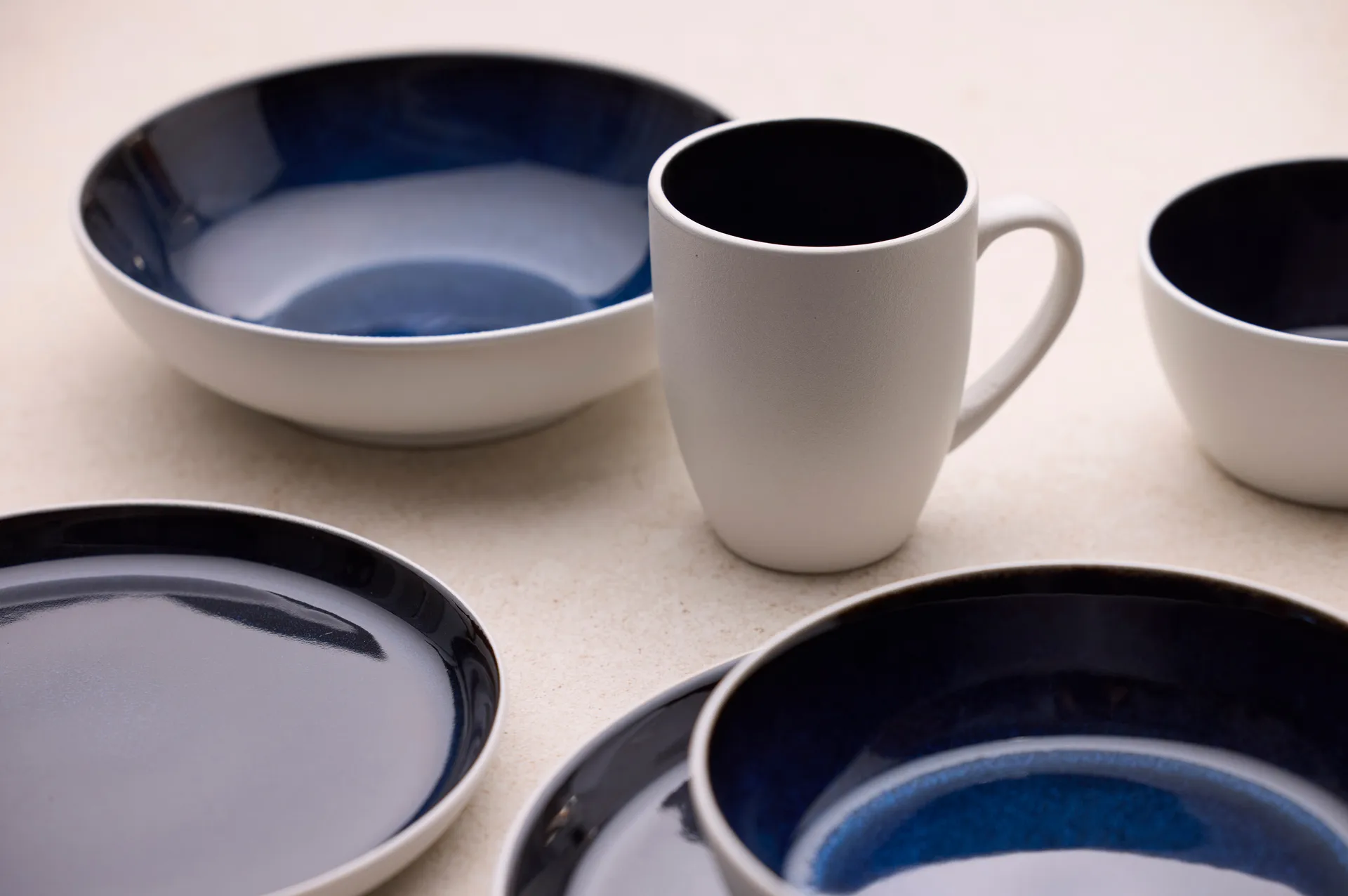 Bitz pasta bowl gastro Ø20 cm, White-dark blue Bitz