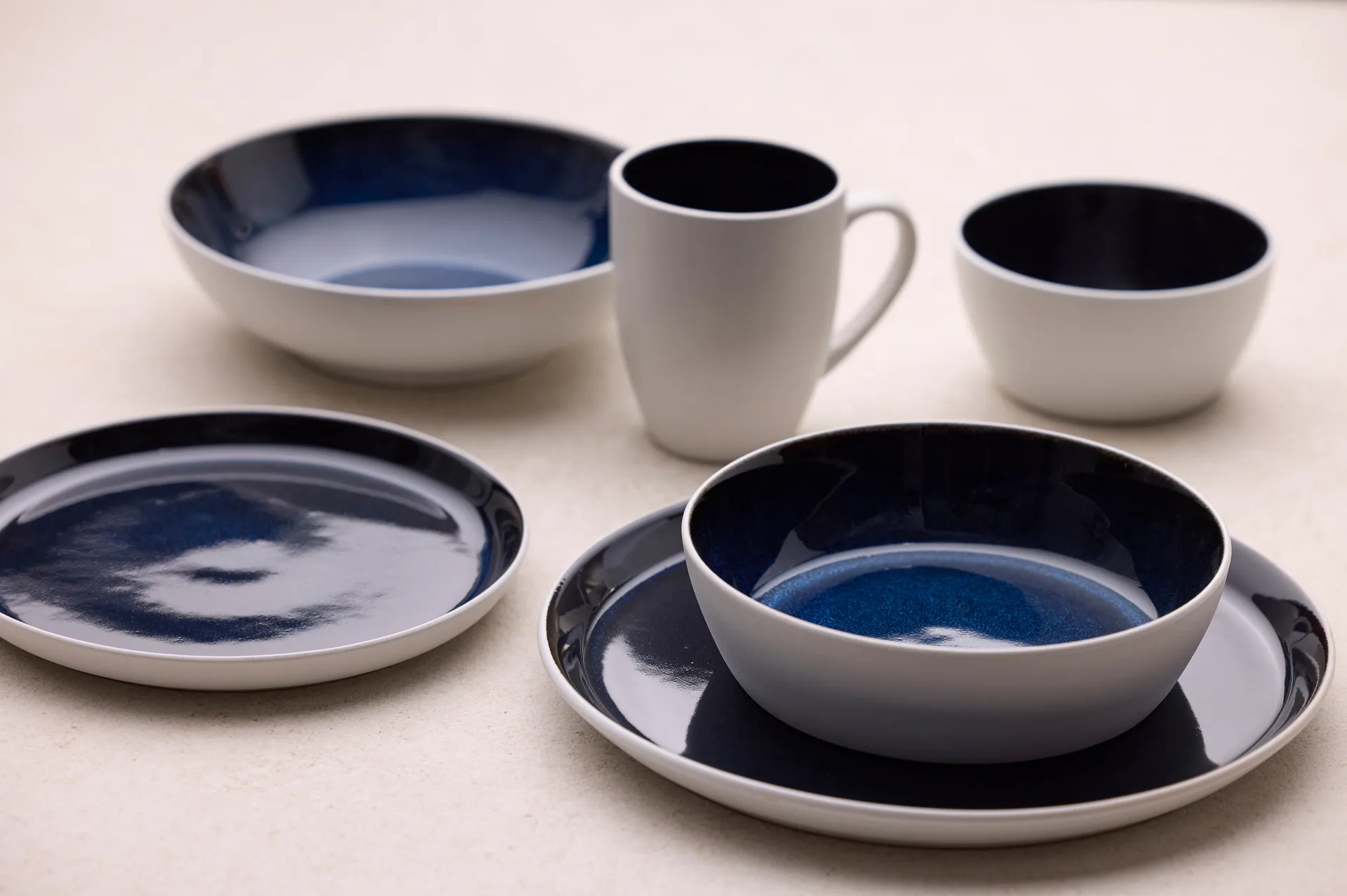 Bitz plate gastro Ø 21 cm, White–dark blue Bitz