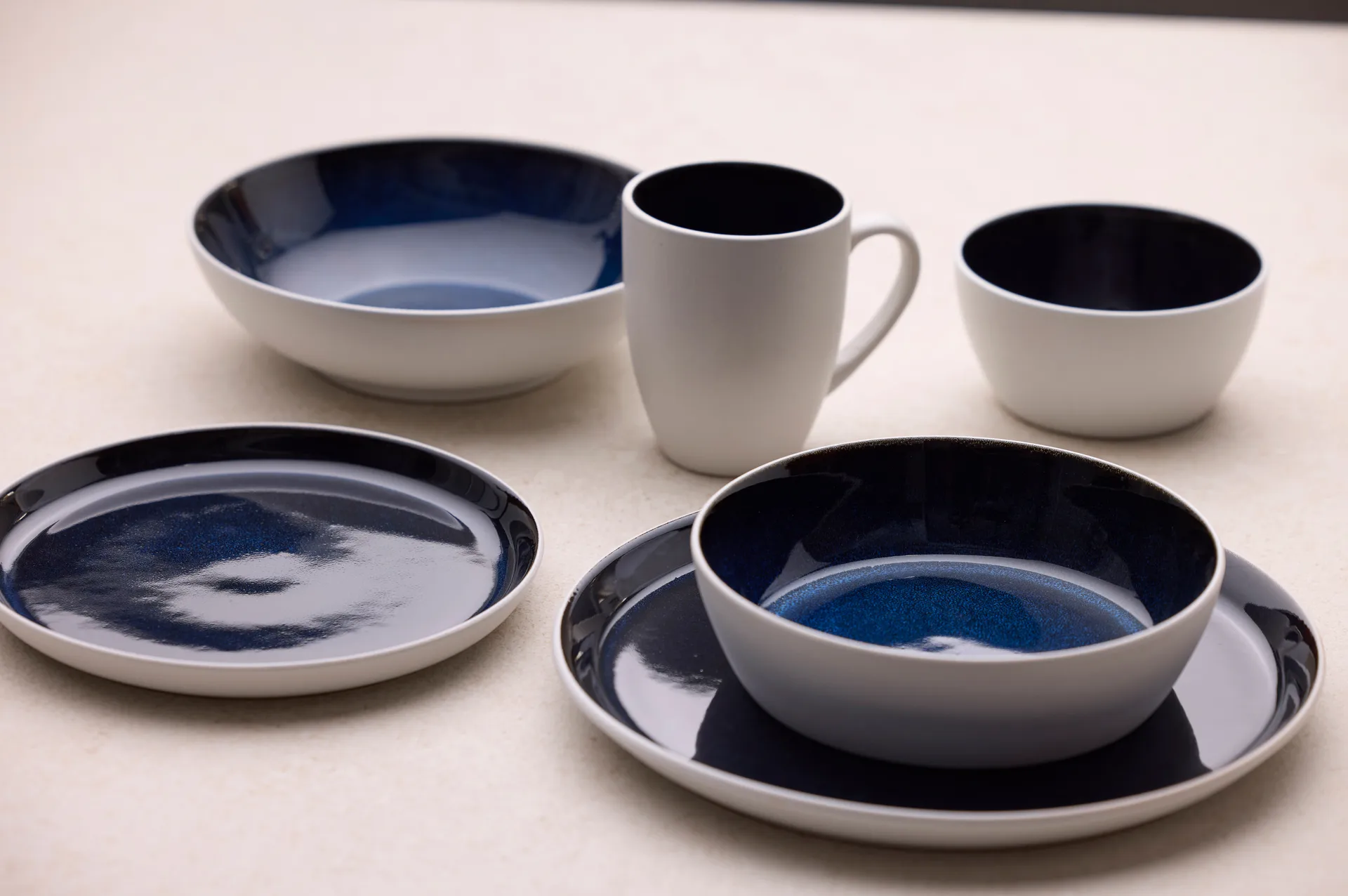 Bitz soup bowl Ø 18 cm, White–dark blue Bitz