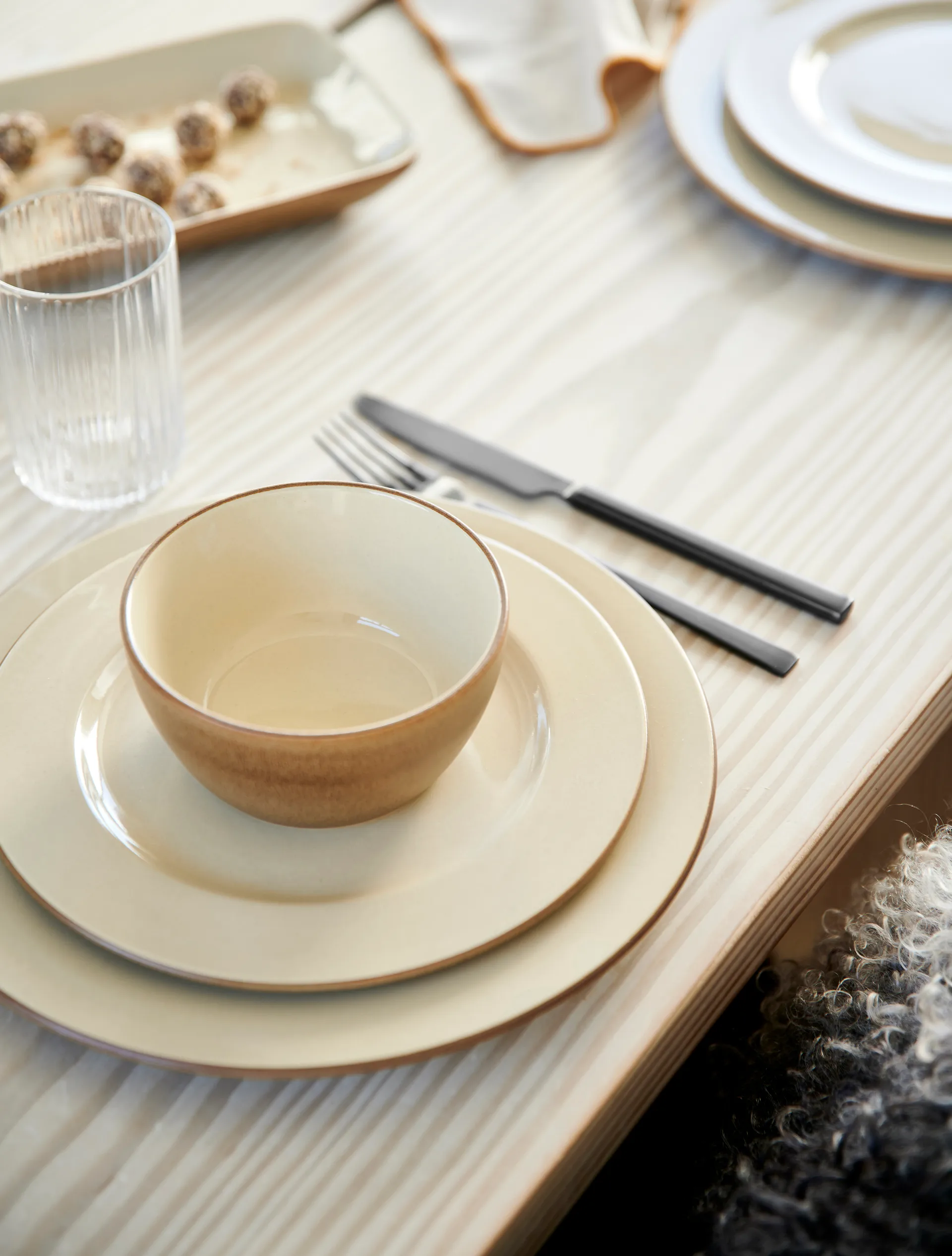 Bitz Wood dessert plate Ø22 cm, Wood-sand Bitz