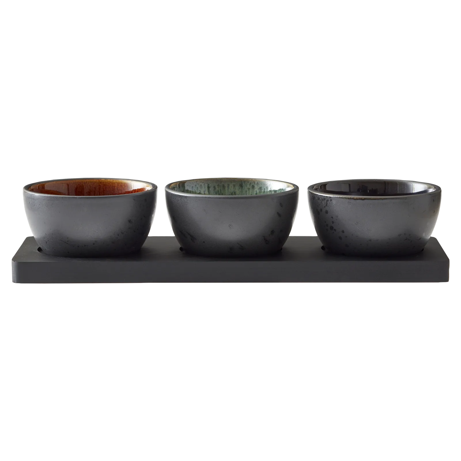 Cabaret set tray with 3 bowls, Black-multi Bitz