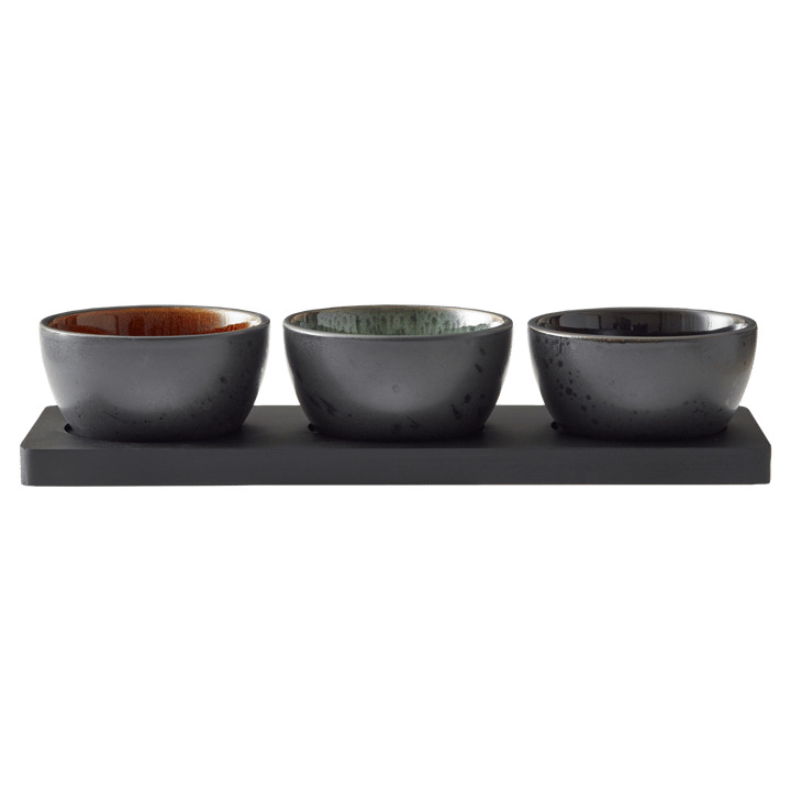 Cabaret set tray with 3 bowls - Black-multi - Bitz