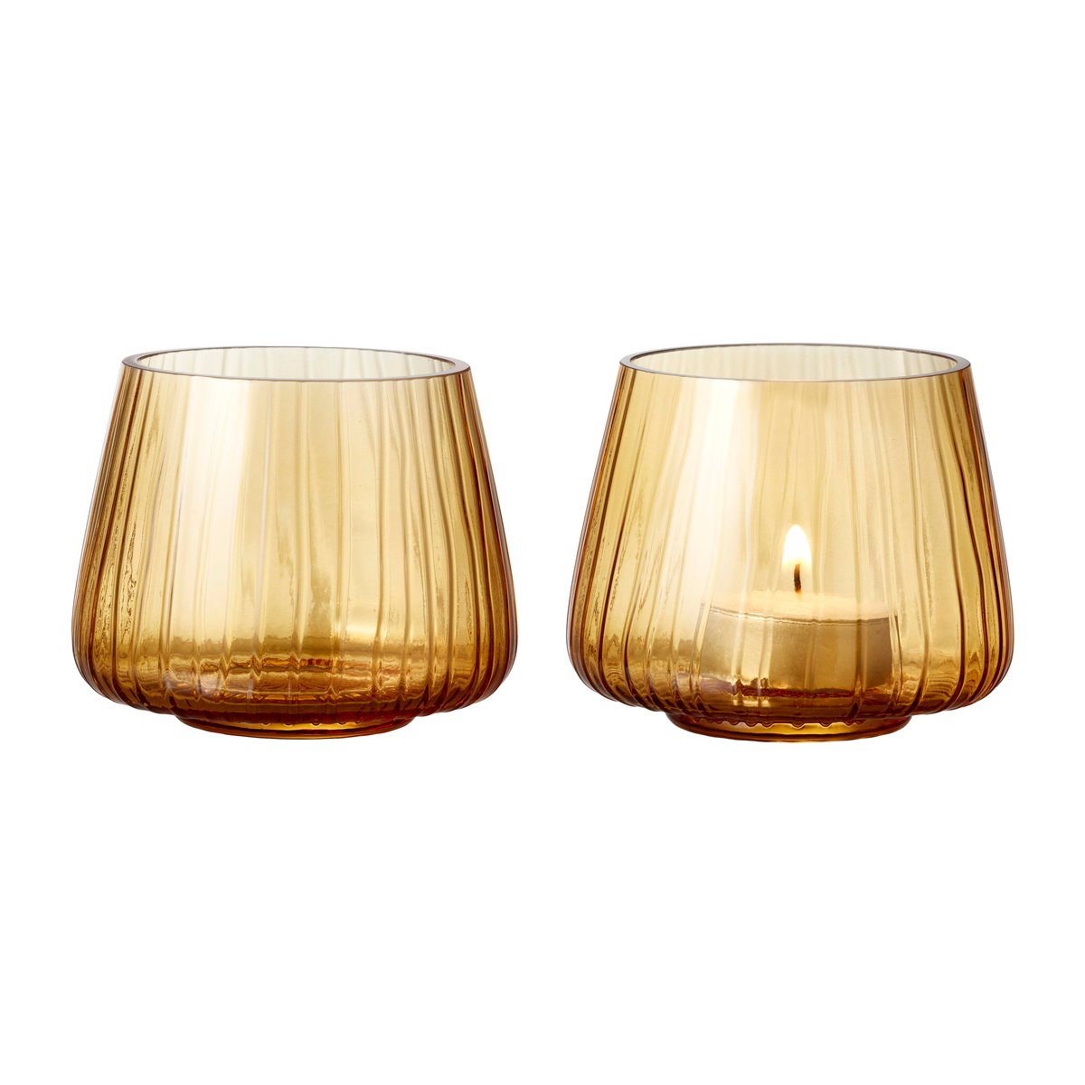 Bitz Kusintha tea light holder 7.5 cm 2-pack Amber | Scandinavian Design | Candle holders | Yellow