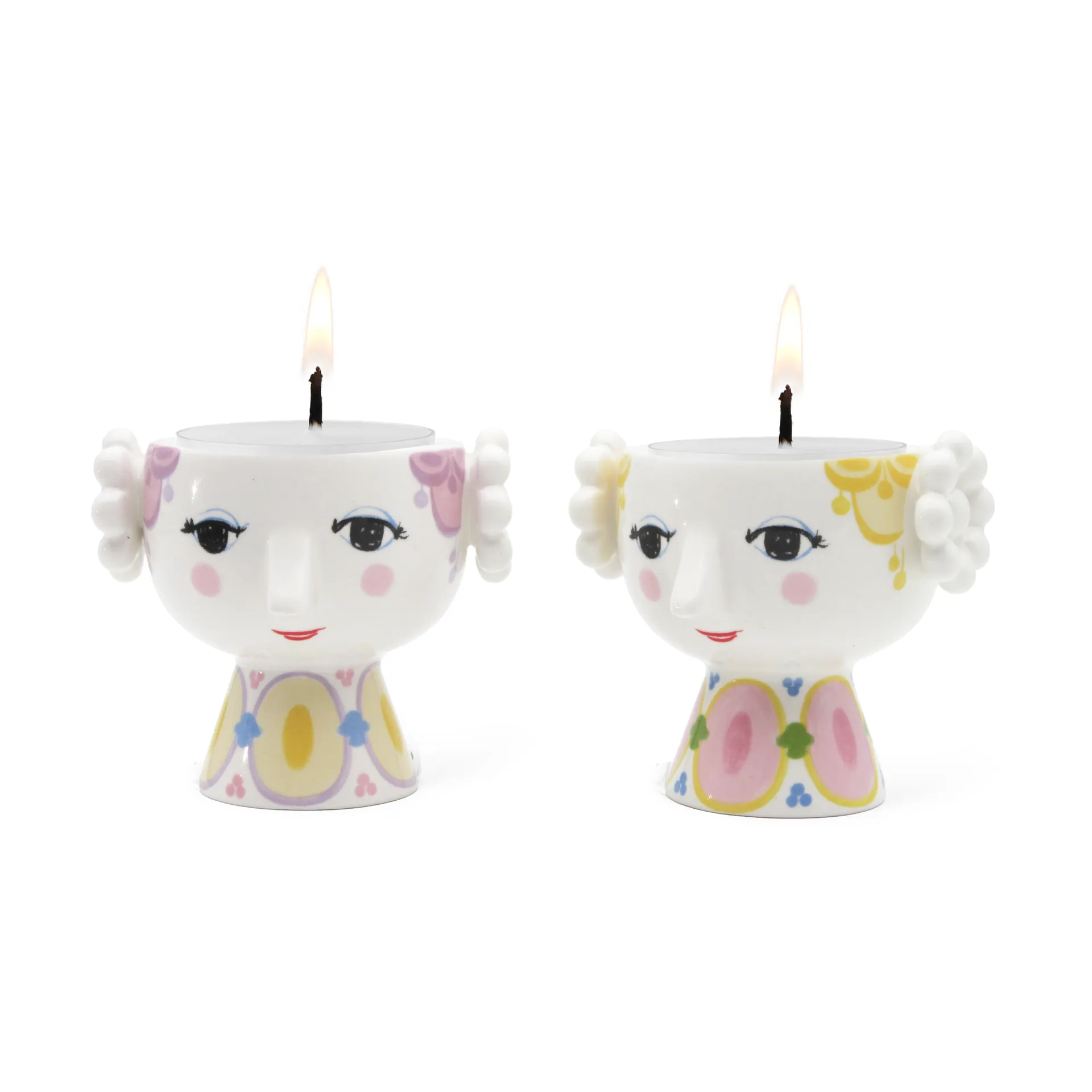 Eva candle holder Ø6.5 cm 2-pack, Yellow-lavender Bjørn Wiinblad