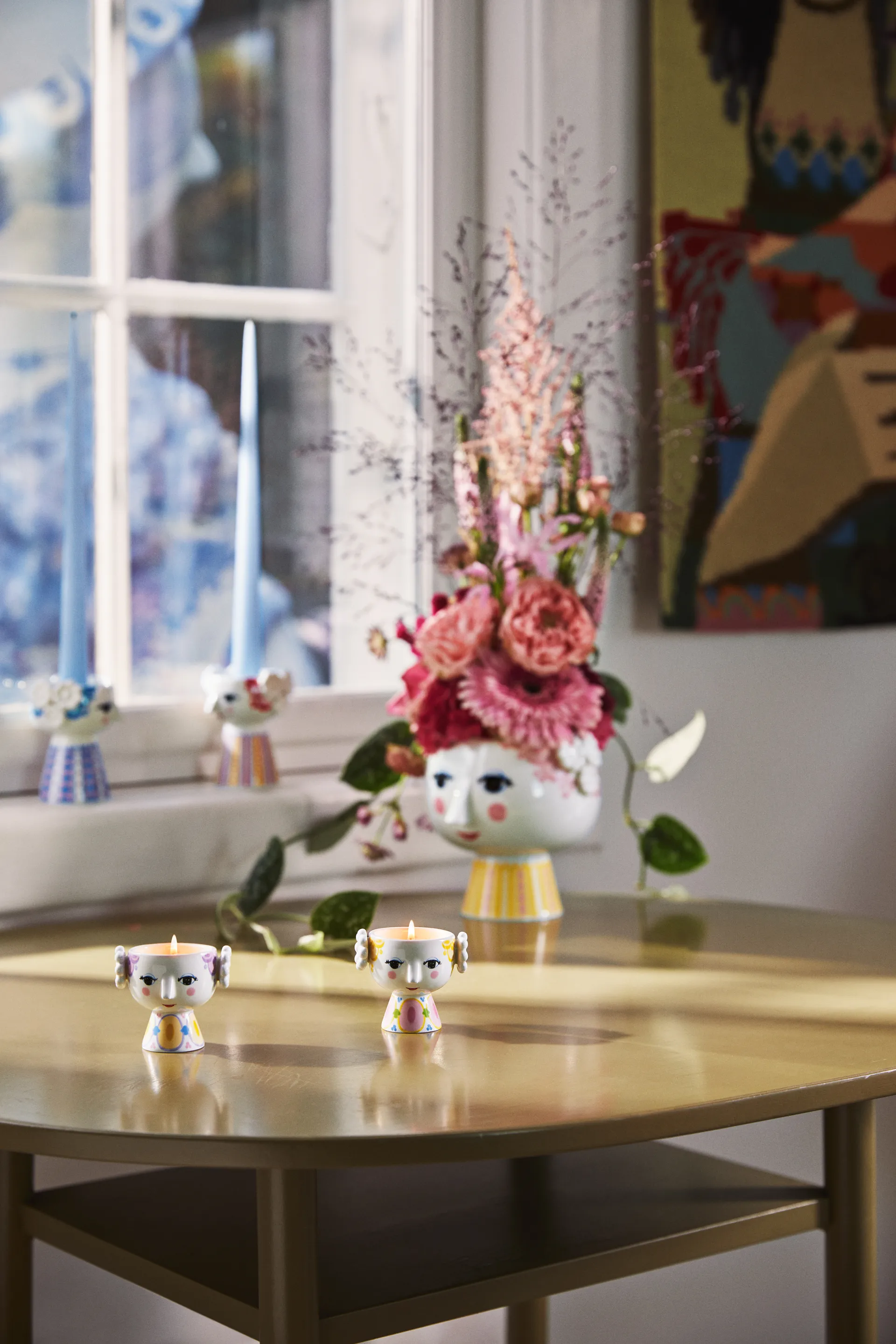 Eva candle holder Ø6.5 cm 2-pack, Yellow-lavender Bjørn Wiinblad