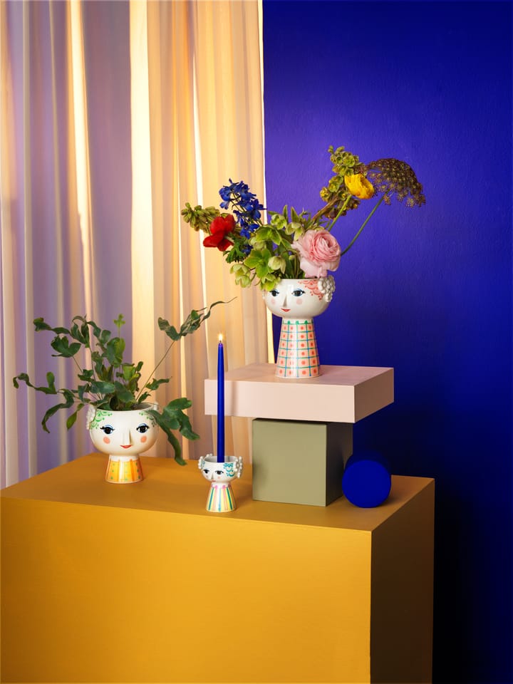 Eva candlestick 9,5 cm, Blue Bjørn Wiinblad