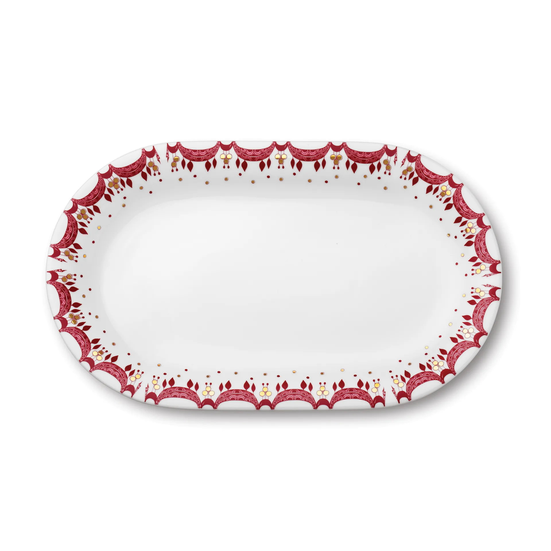 Guirlande serving saucer red 39x23.5, Red Bjørn Wiinblad