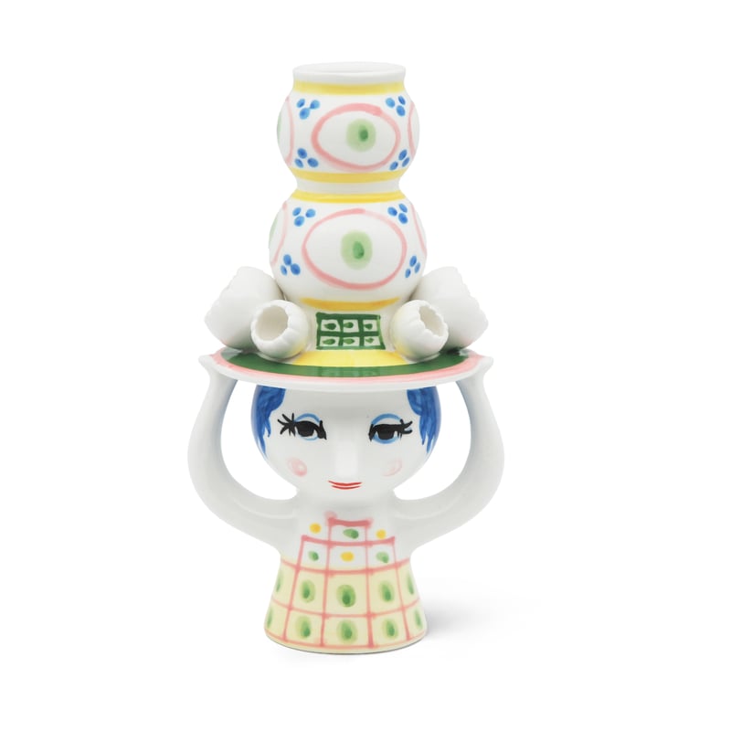 Bjørn Wiinblad Lady with hat candle holder H16 cm Pink
