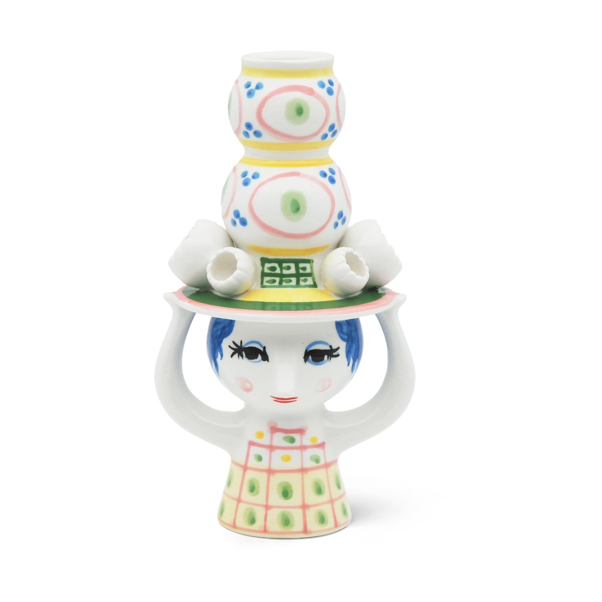 Bjorn Wiinblad Lady with hat candle holder H16 cm Pink