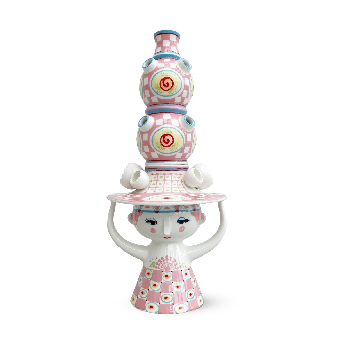 Bjørn Wiinblad Lady with hat vase 50 cm Pink