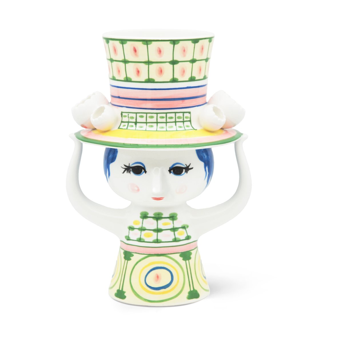 Bjorn Wiinblad Lady with hat vase H24.5 cm Green | Scandinavian Design | Vases | Green