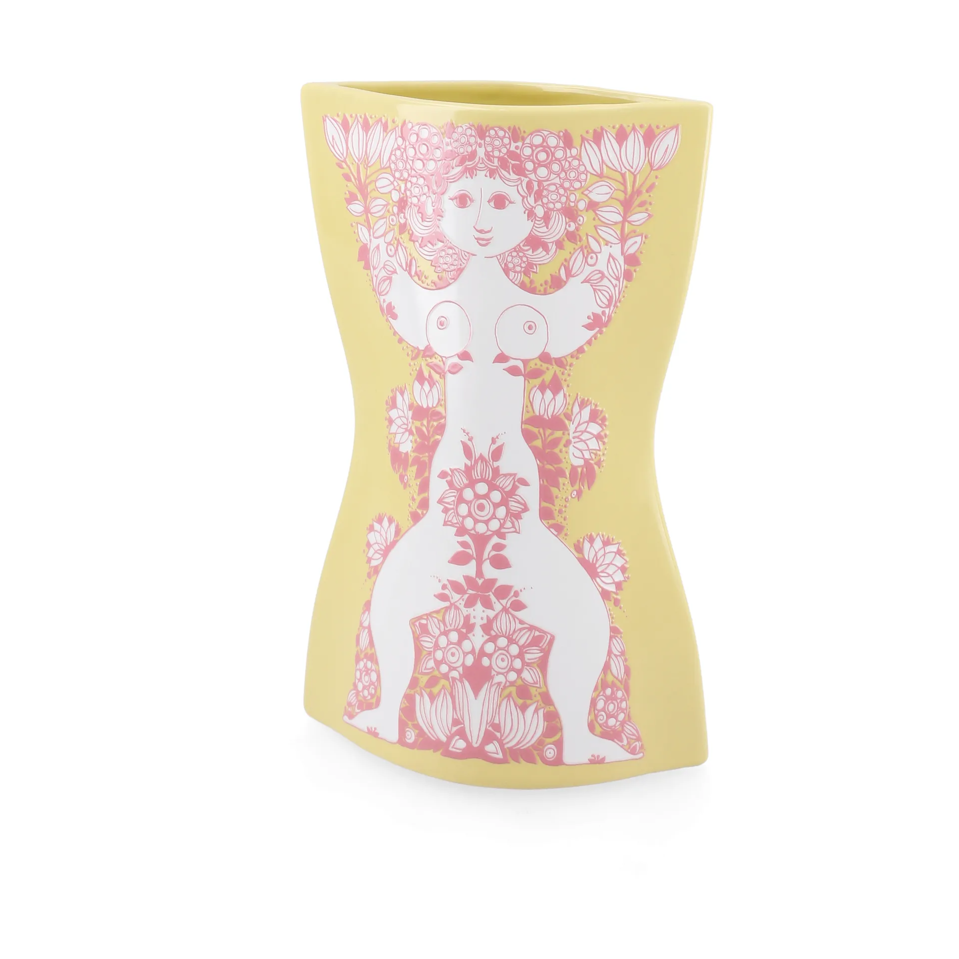 Nina vase, Yellow-pink, 22 cm Bjørn Wiinblad