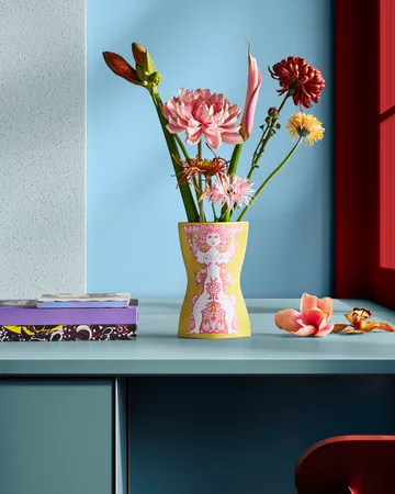 Nina vase - Yellow-pink, 22 cm - Bjørn Wiinblad