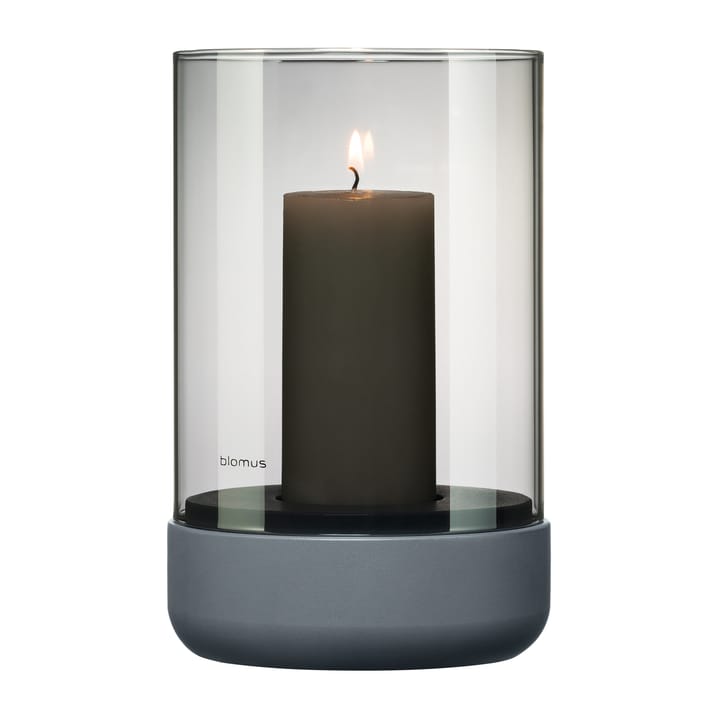 Calma lantern with block candle Ø12 cm, Gray-smoke Blomus