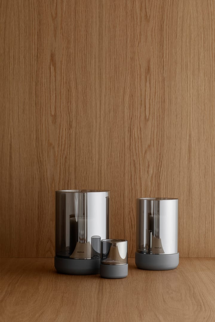 Calma lantern with block candle Ø12 cm, Gray-smoke Blomus