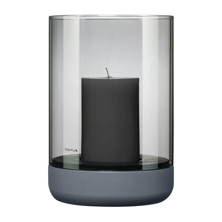 Calma lantern with block candle Ø15 cm, Gray-smoke Blomus