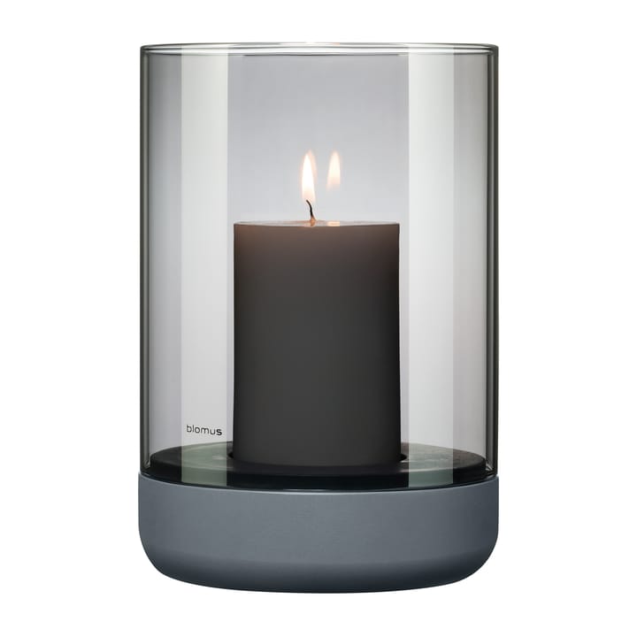 Calma lantern with block candle Ø15 cm, Gray-smoke Blomus