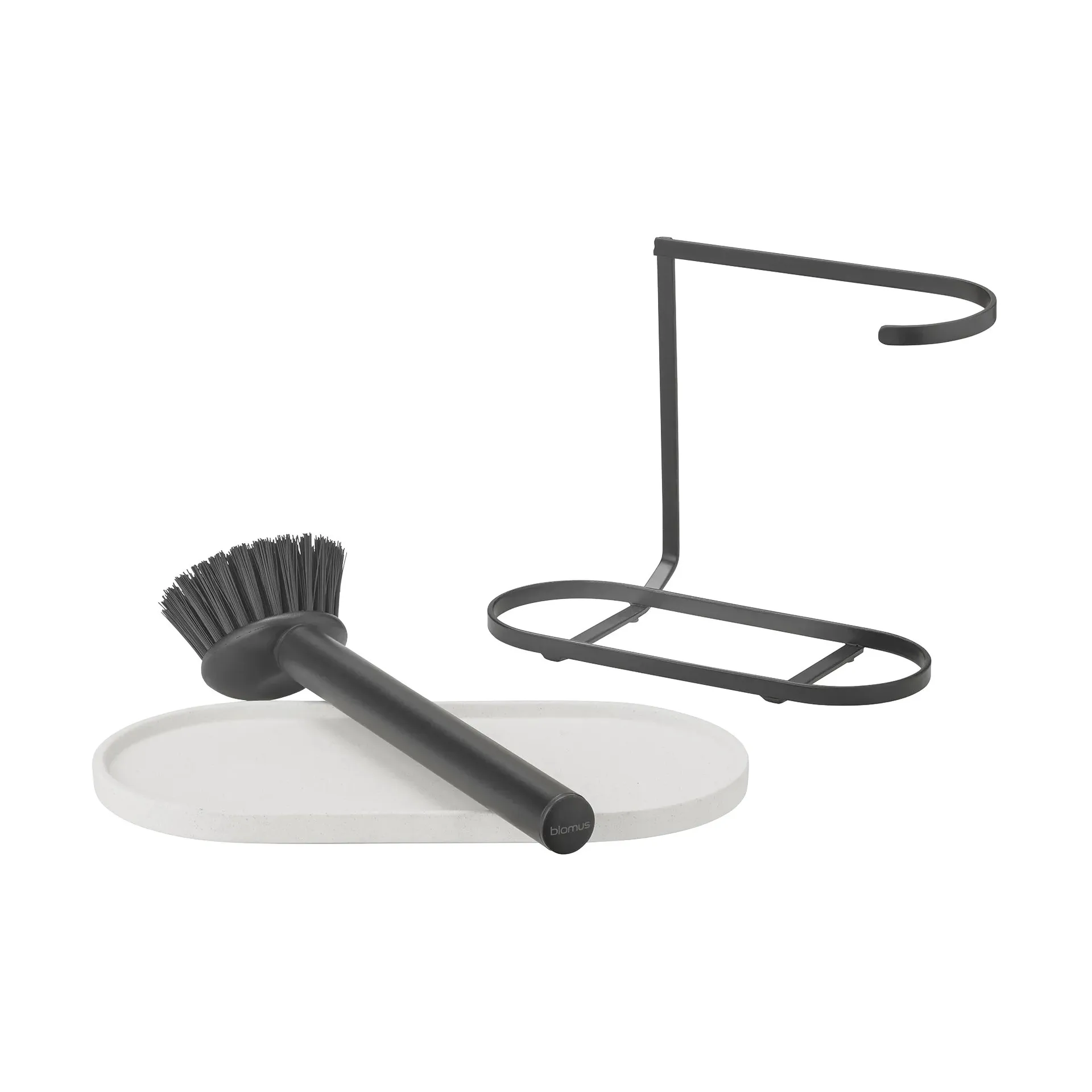 Dhuva dish brush and soap holder, Lily White blomus