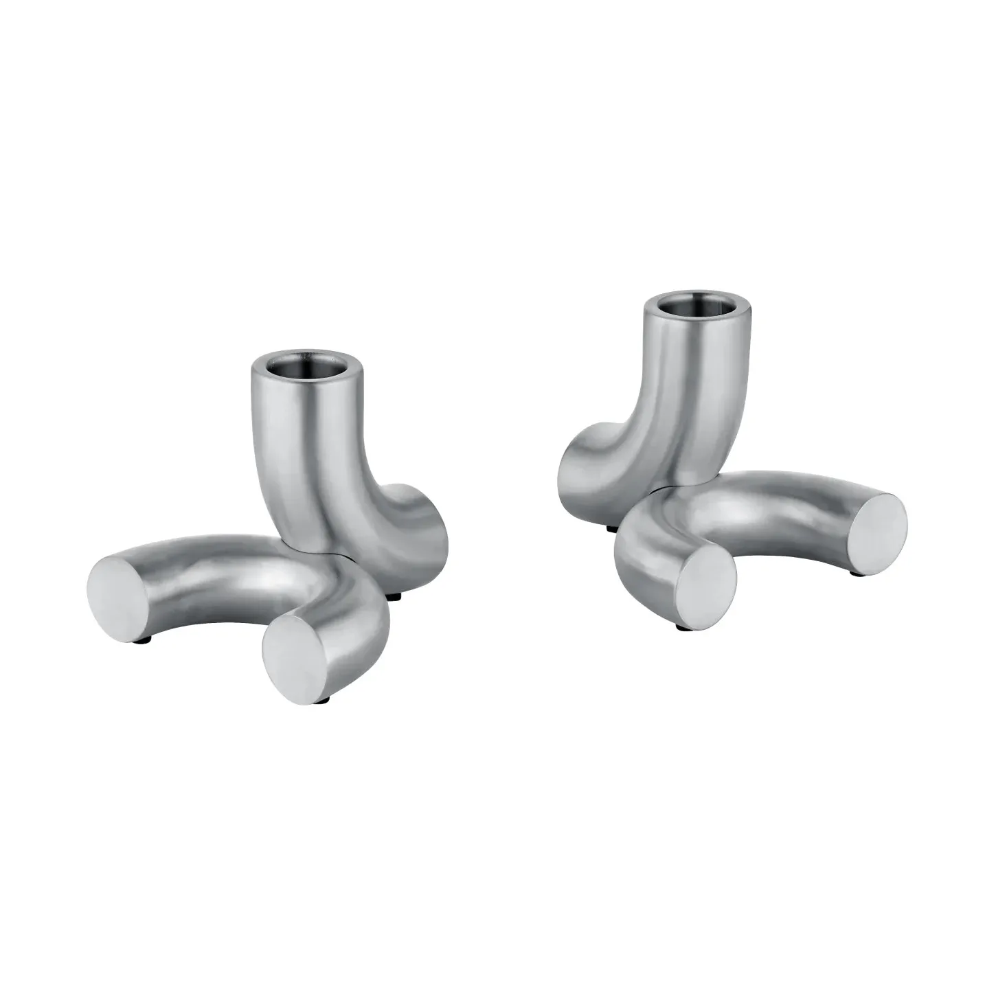 Doodle candle holder 2-pack, Matte stainless steel blomus