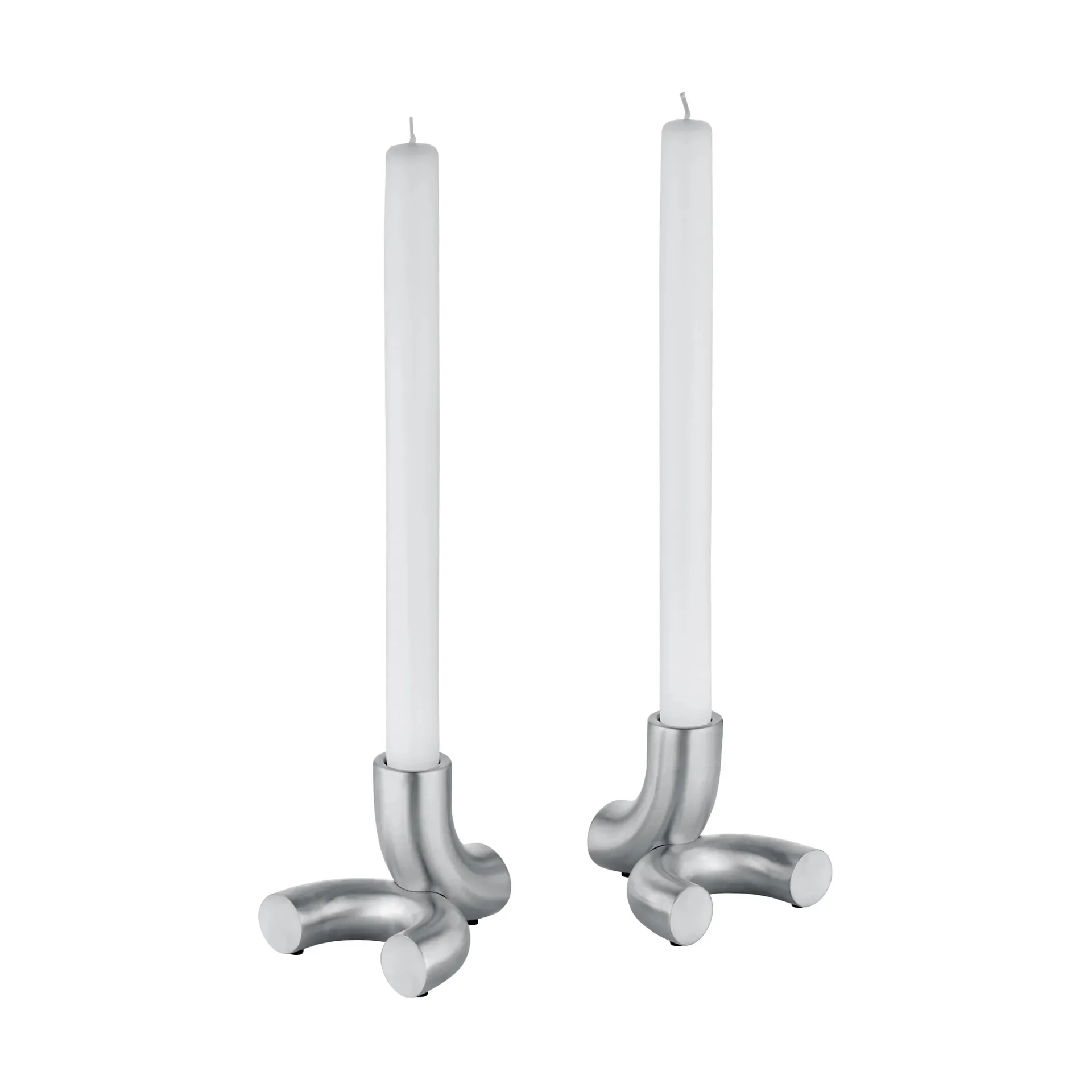 Doodle candle holder 2-pack, Matte stainless steel blomus