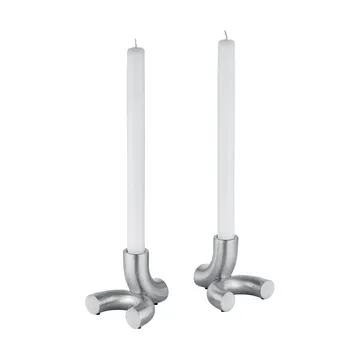 Doodle candle holder 2-pack - Matte stainless steel - blomus