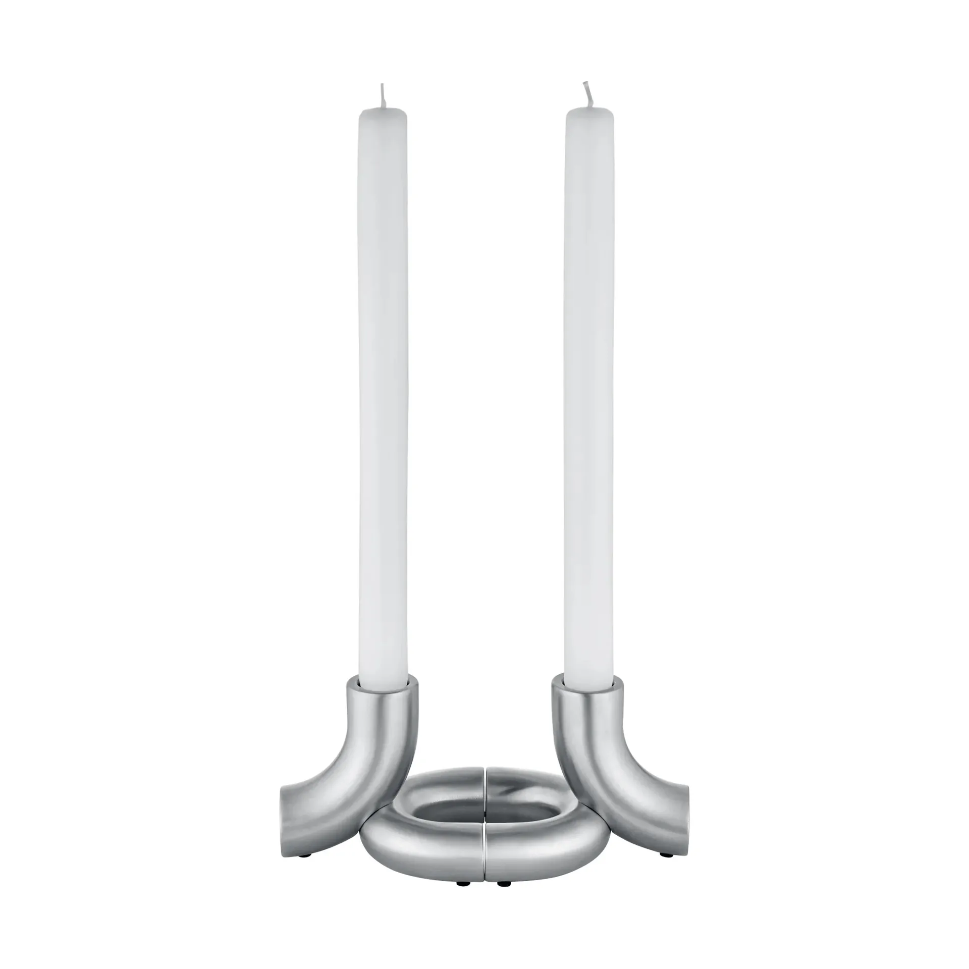 Doodle candle holder 2-pack, Matte stainless steel blomus