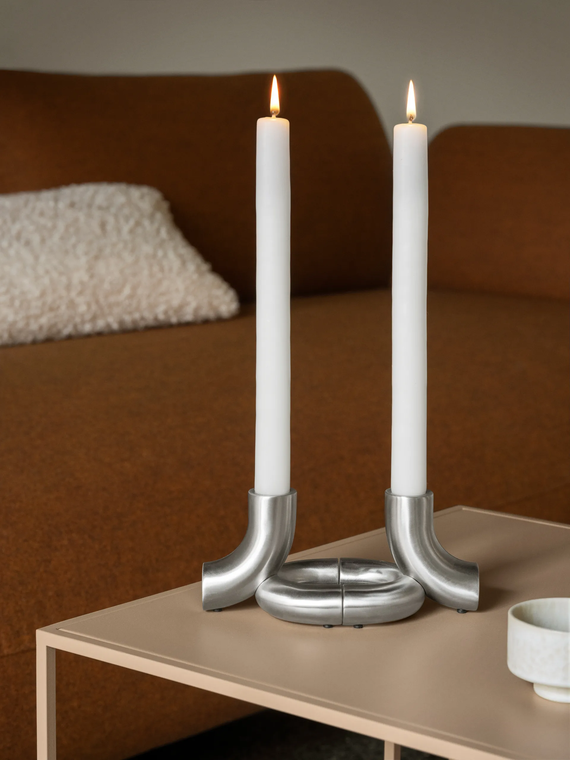 Doodle candle holder 2-pack, Matte stainless steel blomus