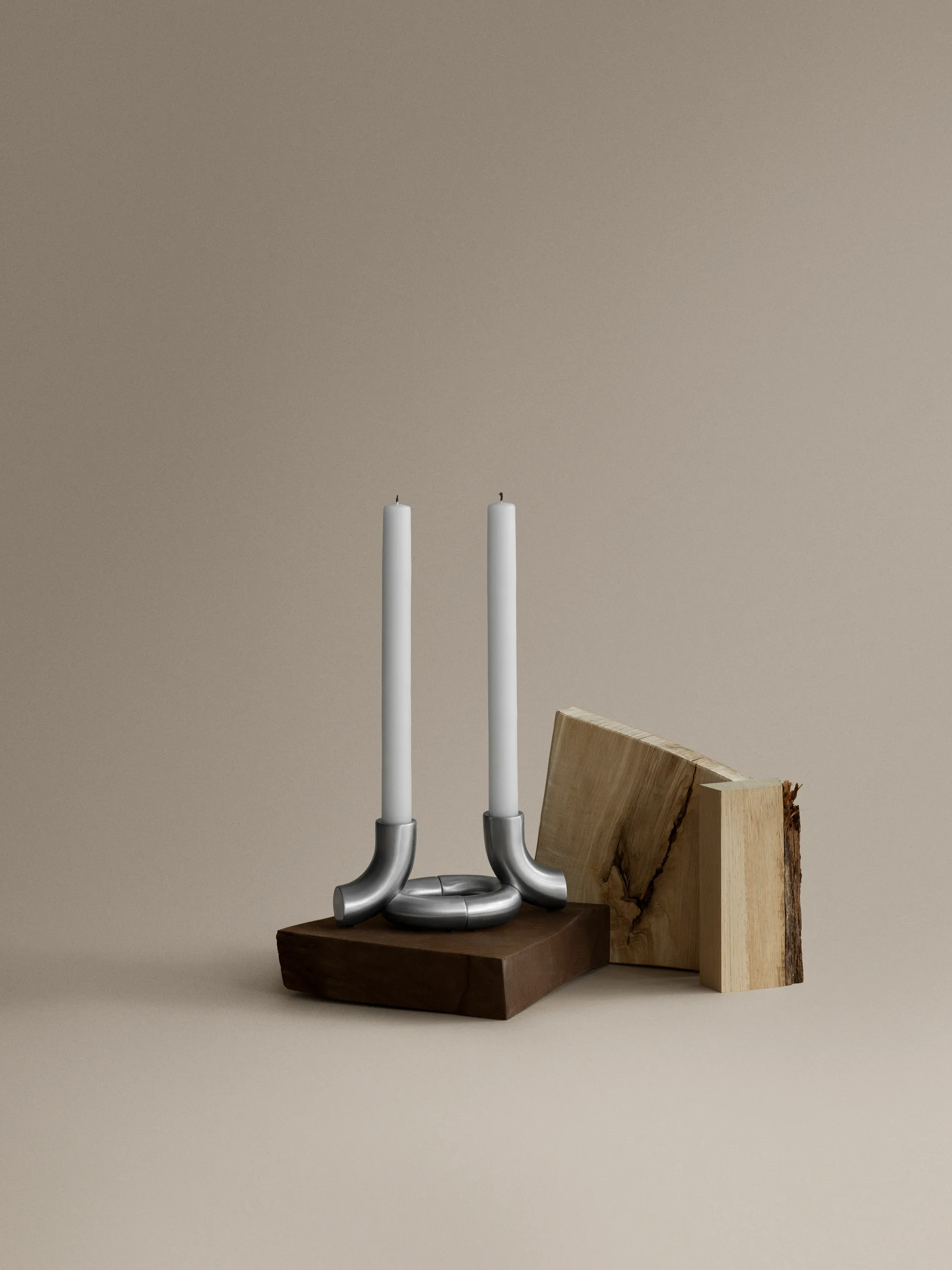 Doodle candle holder 2-pack, Matte stainless steel blomus
