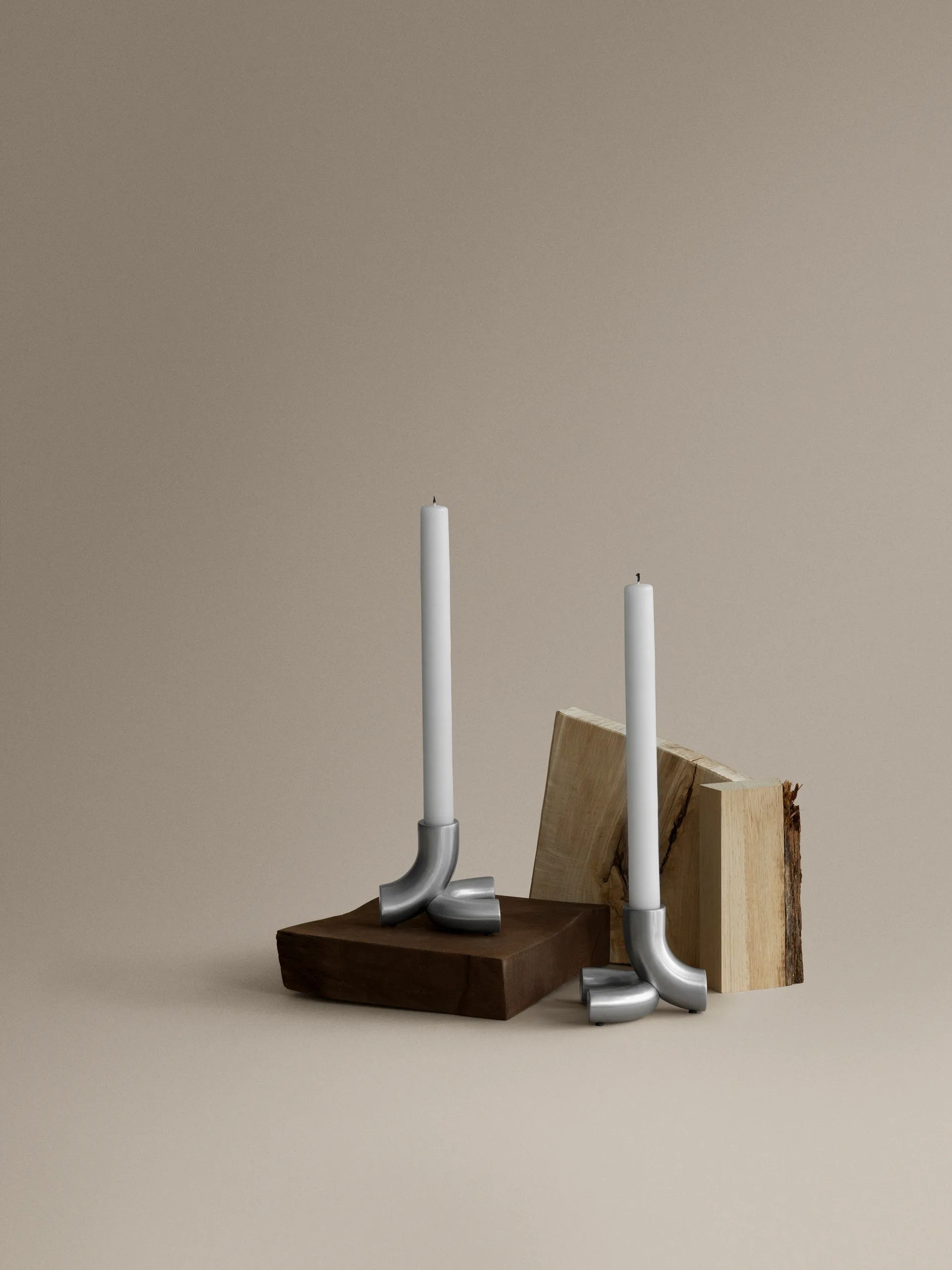 Doodle candle holder 2-pack, Matte stainless steel blomus