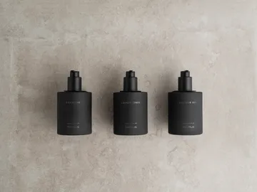 Kirei glass bottles incl. wall holder, 3-pack - Smoke, glue-mounted - blomus