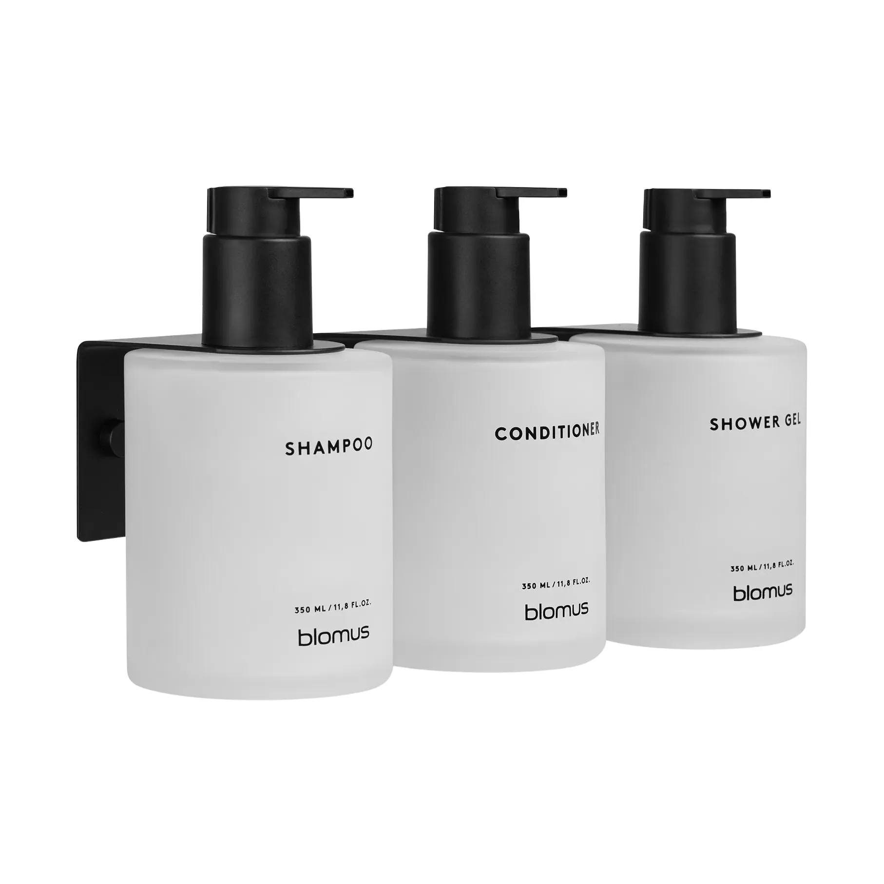 Kirei glass bottles incl. wall holder, 3-pack, White, screw-mounted blomus