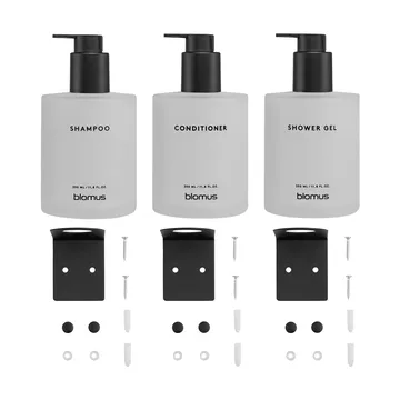Kirei glass bottles incl. wall holder, 3-pack - White, screw-mounted - blomus