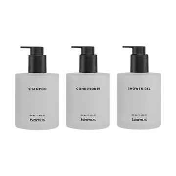 Kirei glass bottles incl. wall holder, 3-pack - White, screw-mounted - blomus