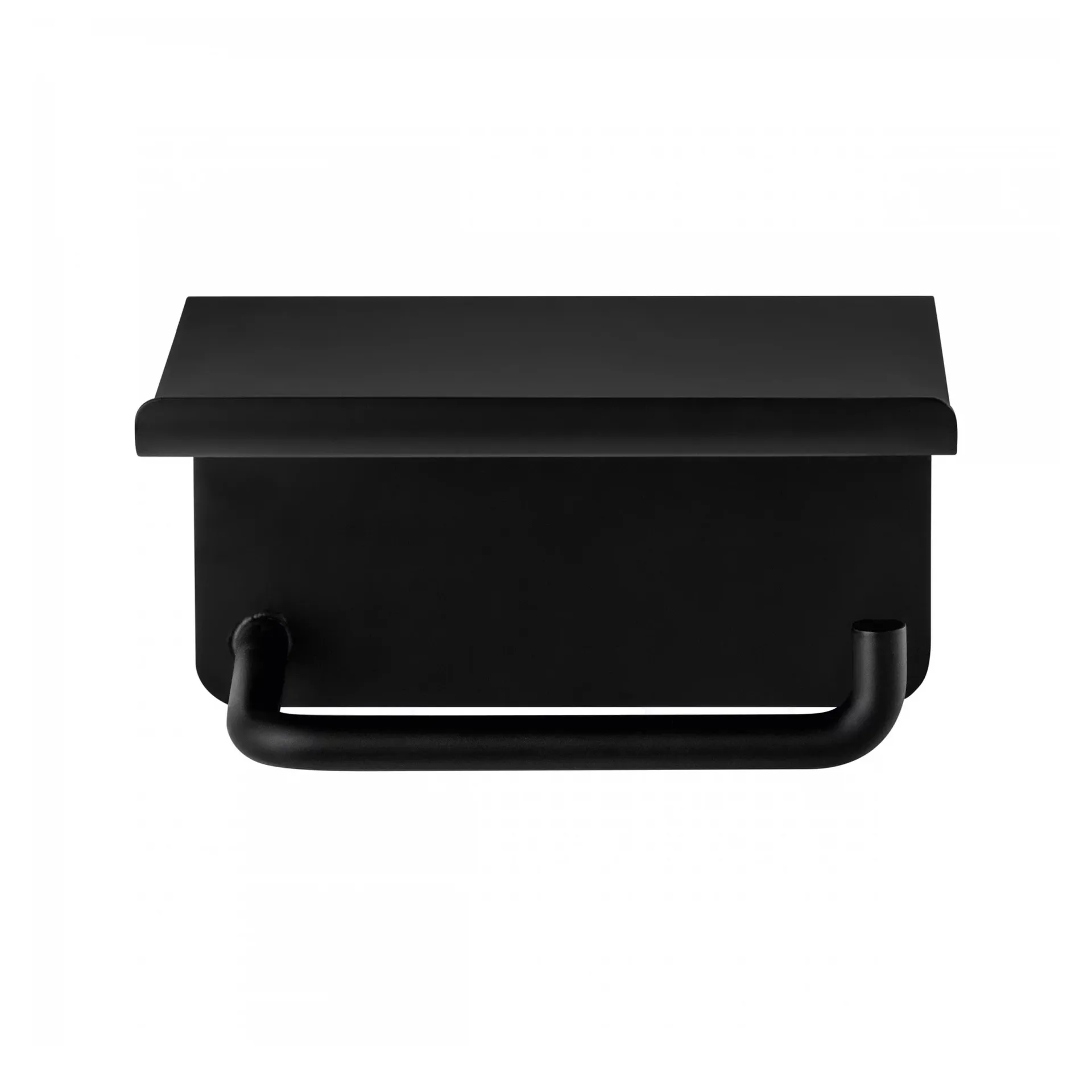 Modo toilet paper holder with shelf, Black blomus