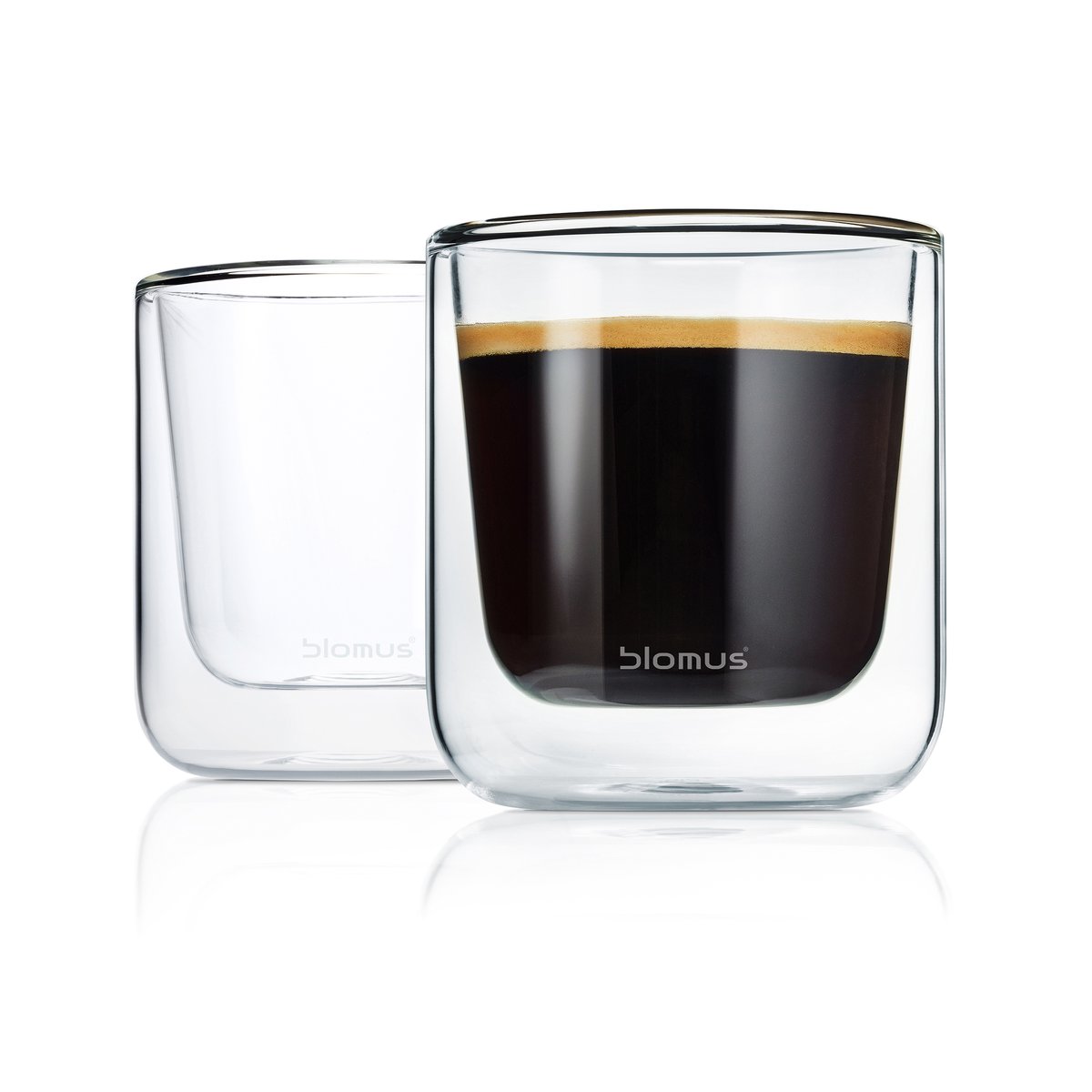 blomus Nero insulating coffee glass 2-pack Clear | Scandinavian Design | Coffee cups | Transparent